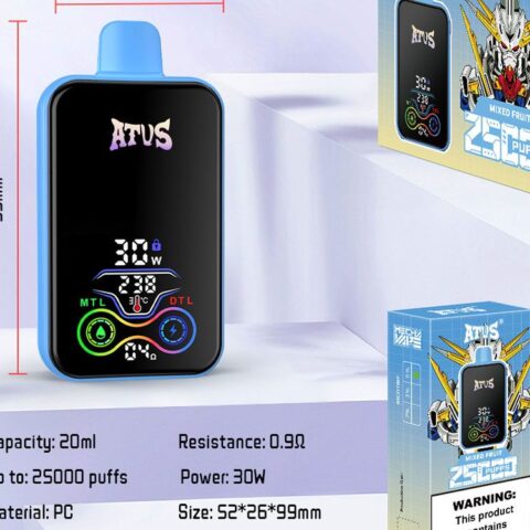 DE022 25000 Puffs Disposable Vape with Full screen rechargeable and adjustable airflow ATVS Vape