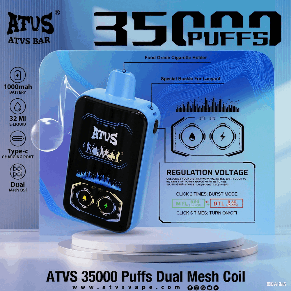 DE022 35000 Puffs Disposable Vape with Full screen rechargeable and adjustable airflow ATVS Vape