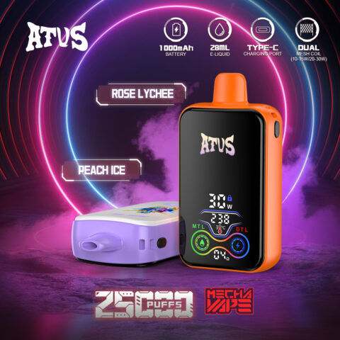 DE022 25000 Puffs Disposable Vape with Full screen rechargeable and adjustable airflow ATVS Vape