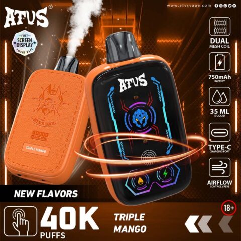 DE023 40000 Puffs Disposable Vape with Full screen rechargeable and adjustable airflow ATVS Vape