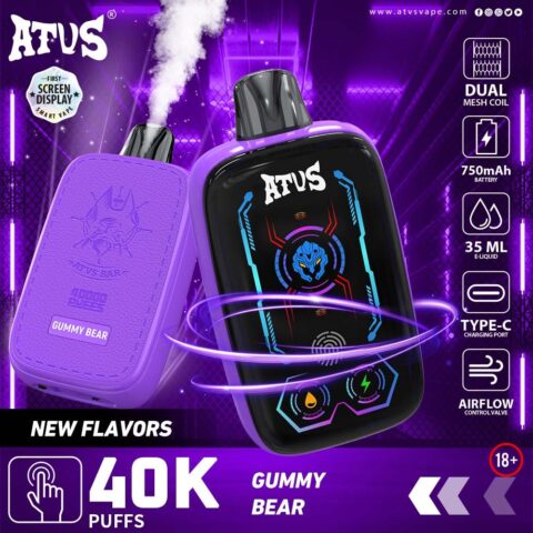DE023 40000 Puffs Disposable Vape with Full screen rechargeable and adjustable airflow ATVS Vape