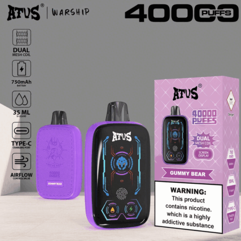 DE023 40000 Puffs Disposable Vape with Full screen rechargeable and adjustable airflow ATVS Vape