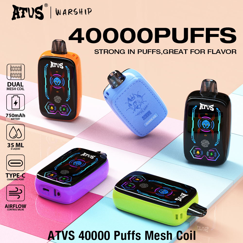 DE023 40000 Puffs Disposable Vape with Full screen rechargeable and adjustable airflow ATVS Vape