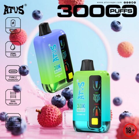 DE026 30000 Puffs Disposable Vape with LED display screen and adjustable airflow ATVS Vape