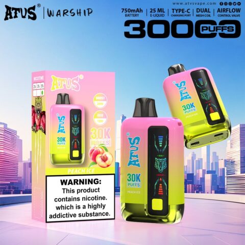DE026 30000 Puffs Disposable Vape with LED display screen and adjustable airflow ATVS Vape