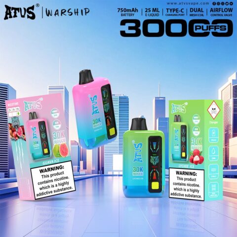 DE026 30000 Puffs Disposable Vape with LED display screen and adjustable airflow ATVS Vape