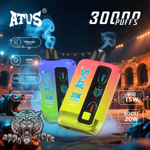 DE026 30000 Puffs Disposable Vape with LED display screen and adjustable airflow ATVS Vape