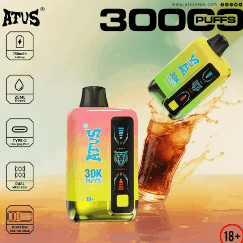 DE026 30000 Puffs Disposable Vape with LED display screen and adjustable airflow ATVS Vape
