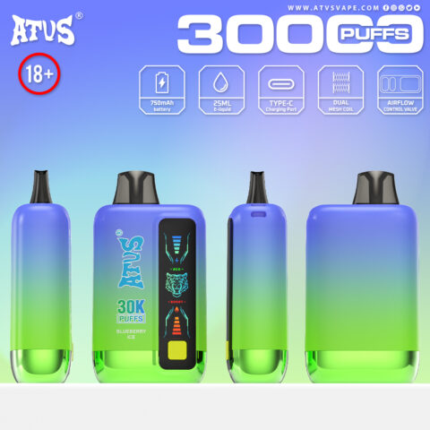 DE026 30000 Puffs Disposable Vape with LED display screen and adjustable airflow ATVS Vape