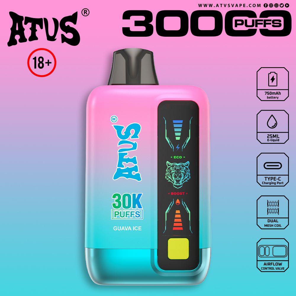 DE026 30000 Puffs Disposable Vape with LED display screen and adjustable airflow ATVS Vape