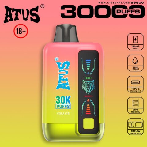 DE026 30000 Puffs Disposable Vape with LED display screen and adjustable airflow ATVS Vape