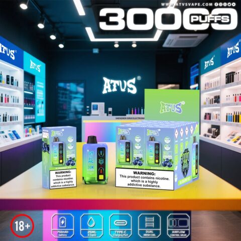 DE026 30000 Puffs Disposable Vape with LED display screen and adjustable airflow ATVS Vape