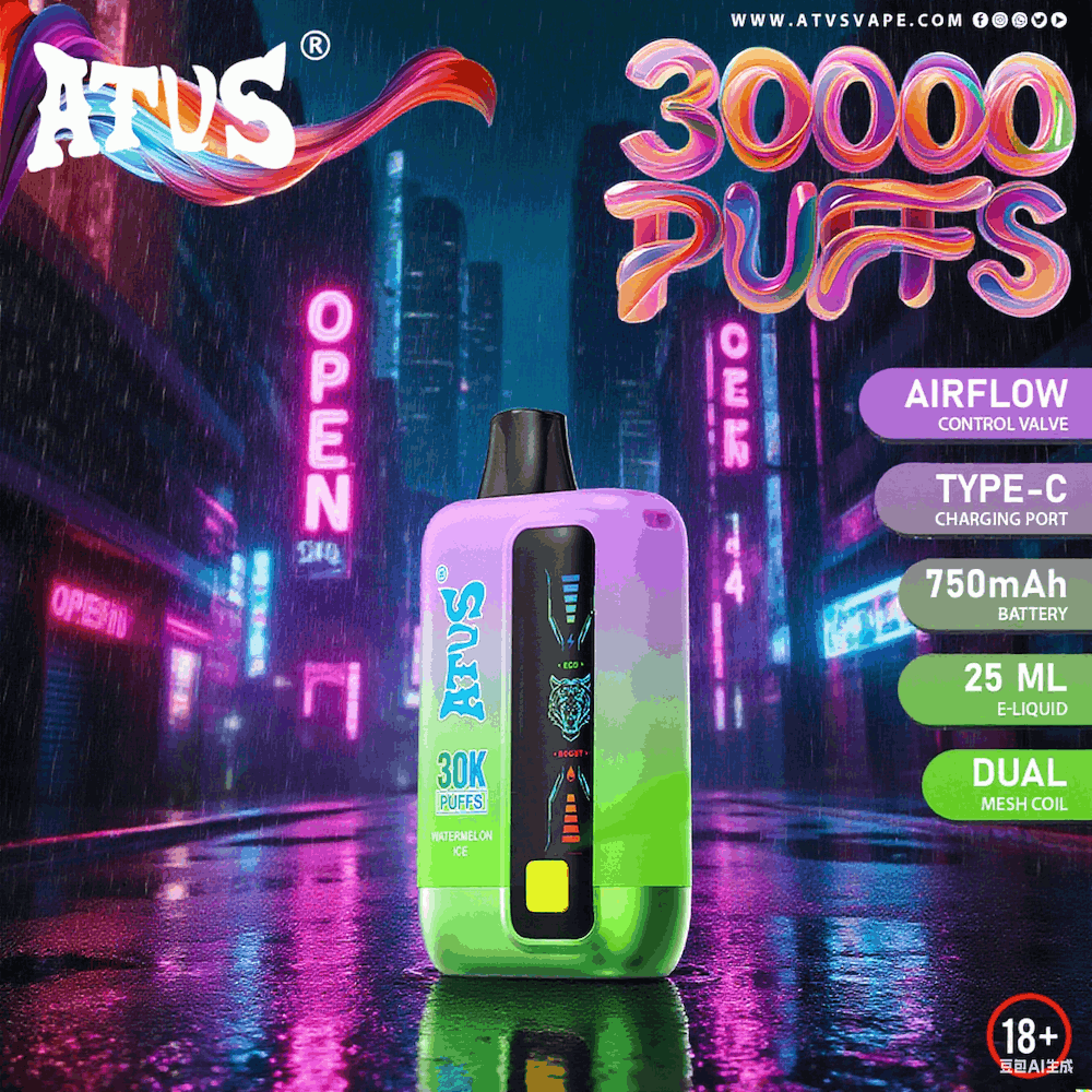 DE026 30000 Puffs Disposable Vape with LED display screen and adjustable airflow ATVS Vape