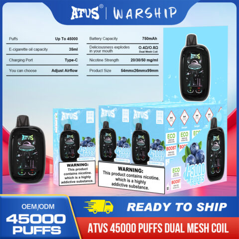 DE027 45000 Puffs Disposable Vape with Full screen rechargeable and adjustable airflow ATVS Vape