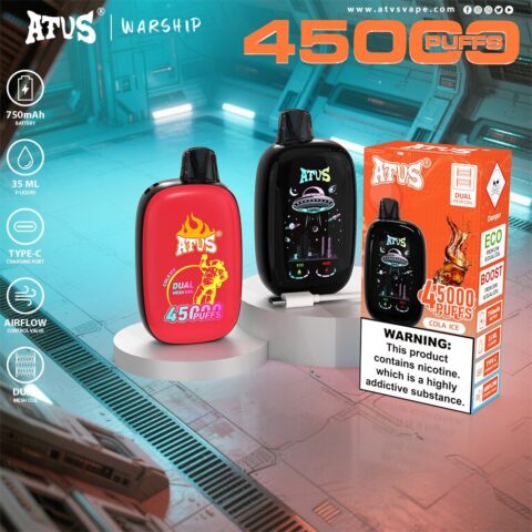 DE027 45000 Puffs Disposable Vape with Full screen rechargeable and adjustable airflow ATVS Vape