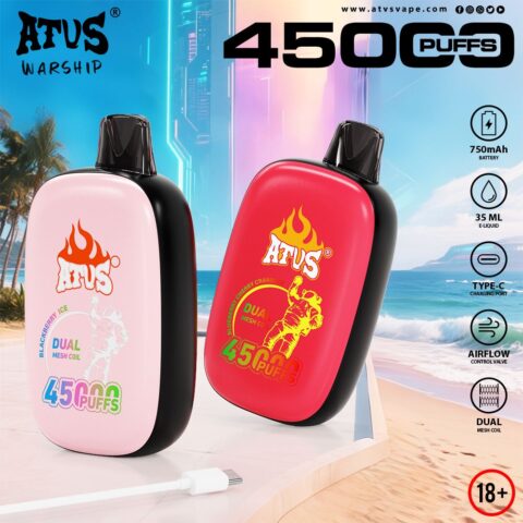 DE027 45000 Puffs Disposable Vape with Full screen rechargeable and adjustable airflow ATVS Vape
