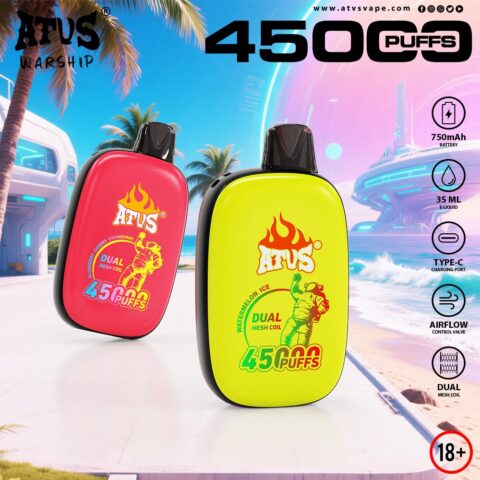 DE027 45000 Puffs Disposable Vape with Full screen rechargeable and adjustable airflow ATVS Vape
