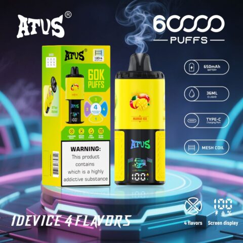 DE030 60000 Puffs Disposable Vape with Smart screen display and Quick charge adjustable flavor ATVS Vape