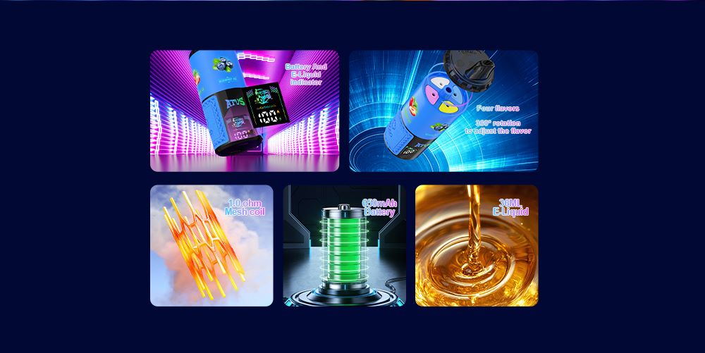 DE030 60000 Puffs Disposable Vape with Smart screen display and Quick charge adjustable flavor ATVS Vape