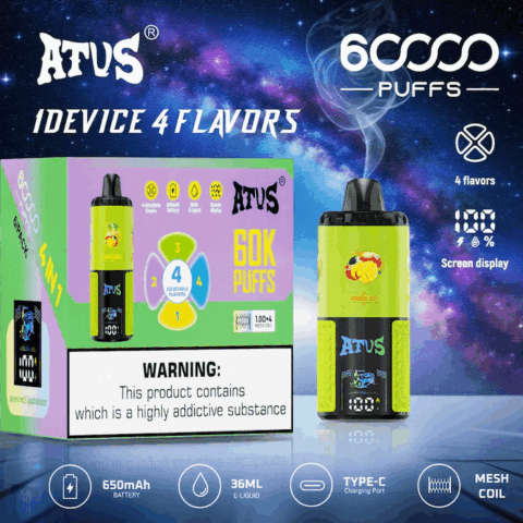 DE030 60000 Puffs Disposable Vape with Smart screen display and Quick charge adjustable flavor ATVS Vape