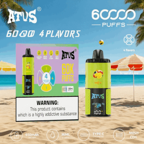 DE030 60000 Puffs Disposable Vape with Smart screen display and Quick charge adjustable flavor ATVS Vape