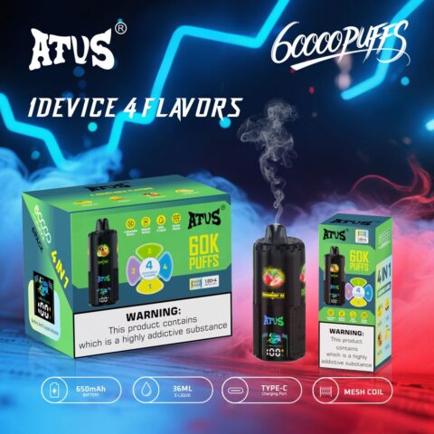 DE030 60000 Puffs Disposable Vape with Smart screen display and Quick charge adjustable flavor ATVS Vape
