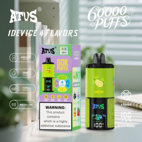 DE030 60000 Puffs Disposable Vape with Smart screen display and Quick charge adjustable flavor ATVS Vape