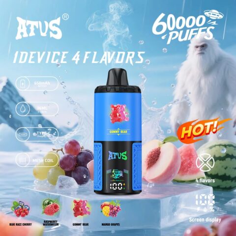DE030 60000 Puffs Disposable Vape with Smart screen display and Quick charge adjustable flavor ATVS Vape