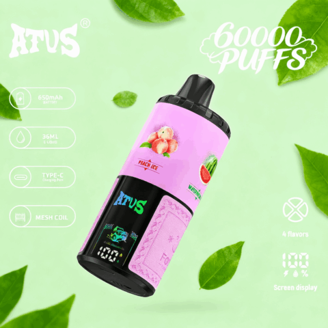 DE030 60000 Puffs Disposable Vape with Smart screen display and Quick charge adjustable flavor ATVS Vape