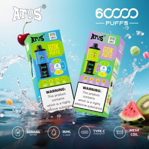 DE030 60000 Puffs Disposable Vape with Smart screen display and Quick charge adjustable flavor ATVS Vape