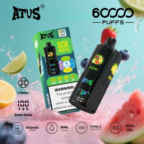 DE030 60000 Puffs Disposable Vape with Smart screen display and Quick charge adjustable flavor ATVS Vape