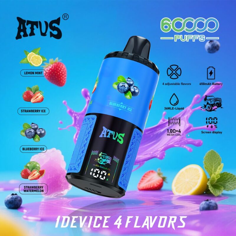 ATVS 60000 Puff 4in1 Flavor Disposable vape 60ml Liquid Vaper Pod Bang with Smart screen display and Quick charge